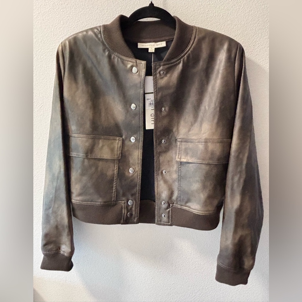 Madden Girl Coffee Brown Bomber Jacket size S